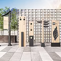 Modern Traffic Signage With Parking Symbol Leaf Design And Grid Fence