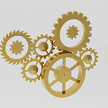 Industrial Equipment With Precision Engineered Golden Interlocking Gears And Mechanical Components