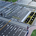 Modern Road Municipal Road Signs Marking Zebra Crossing Arrow Highway Standard Section Road Lane Indicating Line Crossroads Road Signs 3d model