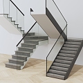 Modern Handrail Stairs Glass Handrail Stairs 3d model