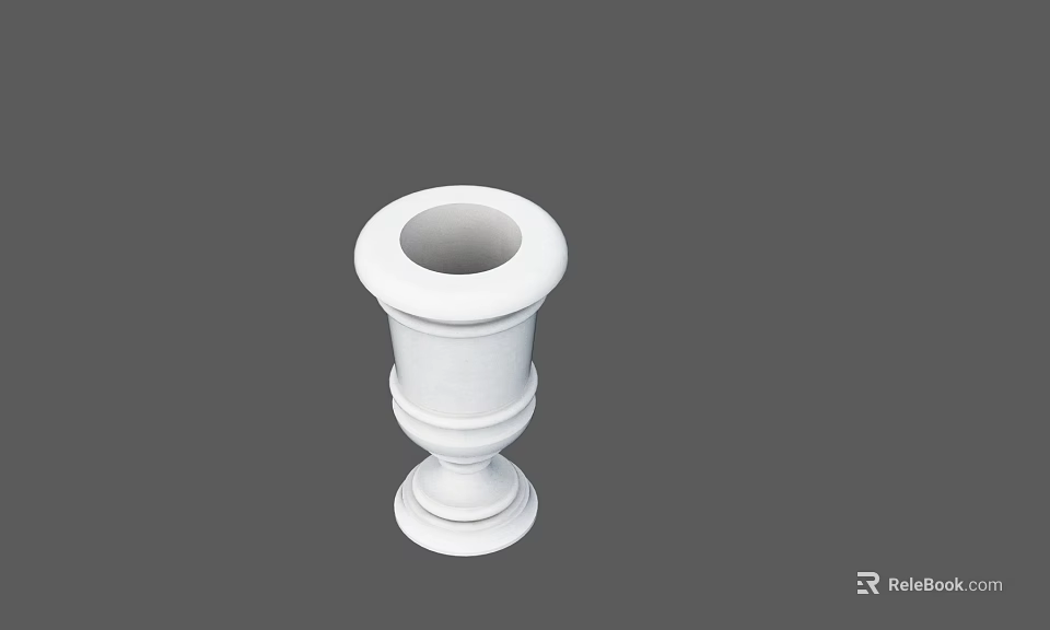 Public Facility White Decorative Pillar Planter With Stable Base And Open Top 3d model 