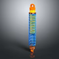 High Quality Blue And Orange Coil Spring Shock Absorber For Heavy Duty Hardware Tools 3d model