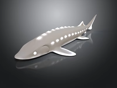 Realistic Style Sturgeon Fish Marine Animal Streamlined Scale Marine Fin Fish Eye 3d model
