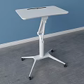 Modern White Adjustable Functional Desk With Square Top And Mobile Wheels 3d model