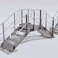 Modern Industrial Metal Bridge Featuring Stairs And Safety Railings Structure