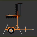 Modern Computer Equipment With Orange Stands Blue Solar Panels Black Panel And Yellow Dots