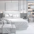 Modern Background Double Bed Double Bed 3d model