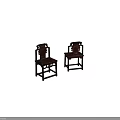 Chinese Style Wooden Leisure Chairs with Carved Backrest Classic Design Dark Wood Frame Intricate Patterns