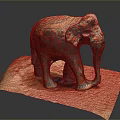 Colorful Decorative Elephant Sculpture With Intricate Patterns On Brown Paper Background