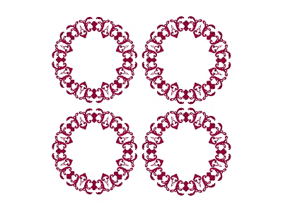 Intricate Red Circular Carved Decorative Artistic Patterns Four Ornamental Designs 3d model