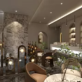 Elegant Modern Restaurant Interior With Dining Tables Chairs Ambient Lighting And Green Plants
