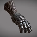 Vintage Medieval Leather Gauntlet With Metal Armor Plates And Stitching