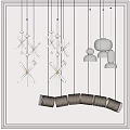 New Chinese chandelier crystal lamp rattan lamp 3d model