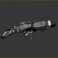 Vintage Black Custom Motorcycle With Round Headlight Black Leather Seat Metallic Engine And Reflective Floor