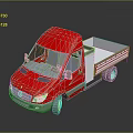 Red Commercial Truck 3D Rendering With Cab And Flatbed Body Design 3d model