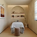 Elegant Modern Beauty Salon Interior With Red Barber Chair And Reception Desk And Curtains