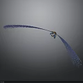 Butterfly Formed By Blue Particles With Flowing Trail In 3D Abstract Scene