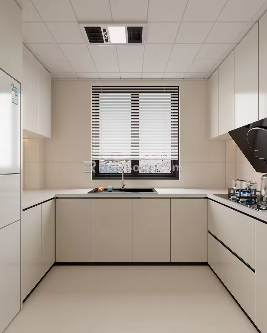 Kitchen Cabinet Cream Style Kitchenware Simple G103 3d model