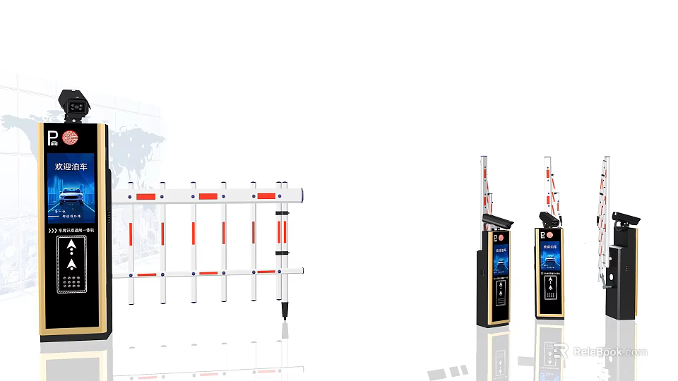 Urban Building Complex Smart Access Control Gate With Barrier And Security System 3d model