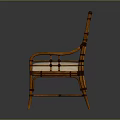 Natural Rattan Weave Leisure Chair With Wooden Frame And Light Colored Cushion