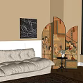 New Chinese Screen Middle Ancient Screen Partition 3d model
