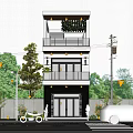 Modern Detached Villa Exterior Design With Balconies Greenery Landscaping And Driveway