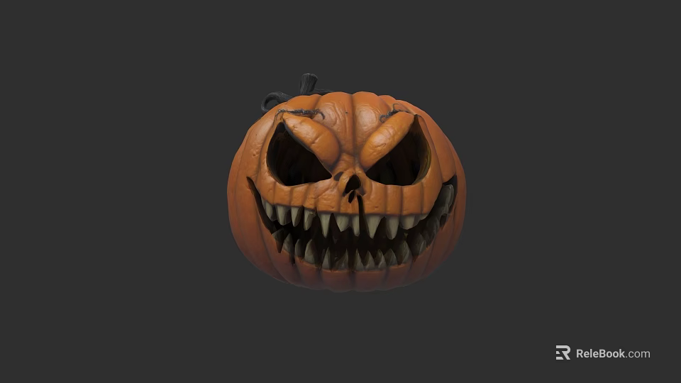 Scary Jack O Lantern With Sharp Teeth And Dark Background Design 3d model