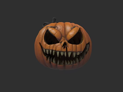 Scary Jack O Lantern With Sharp Teeth And Dark Background Design 3d model
