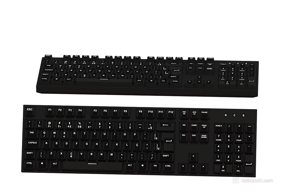 Modern Black Computer Keyboards For Desktop Use With Standard Layout 3d model 
