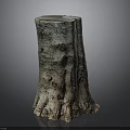 Natural Tree Stump Featuring Textured Bark And Organic Wooden Surface Details