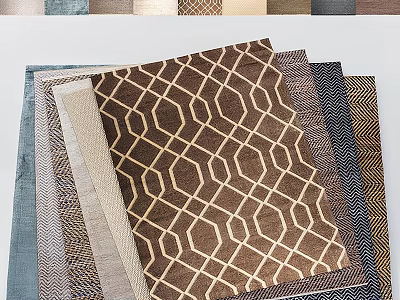 Square Rugs With Geometric Patterns And Various Colors For Home Interior Decor 3d model