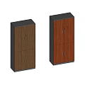 Light And Dark Wood Bookcase With Two Section Double Door Cabinet Design 3d model