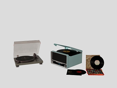 record player phonograph vinyl record CD disc 3d model