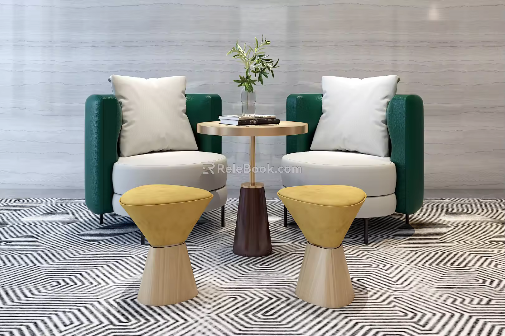 Modern Casual Sofa Combination Casual Sofa Chair Casual Reception Table and Chair Low Seat 3d model