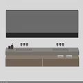 Modern Bathroom Vanity With Large Mirror LED Light Strip Sleek Countertop And Toiletries