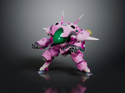 Intelligent Machine Pink Armored Mech With Green Core And Sharp Appendages 3d model Intelligent Machine Pink Armored Mech With Green Core And Sharp Appendages 3d model