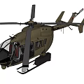 Helicopter Parked On Ground With Yellow Lines In Dark Low Light Environment