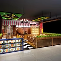 Cozy Restaurant Interior With Checkered Floor And Fresh Vegetable Displays