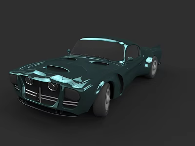 Green Classic Car With Sleek Shiny Body And Unique Front Design 3d model