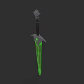 Fantasy Sword With Green Glowing Blade And Decorative Hilt In Mythical Design