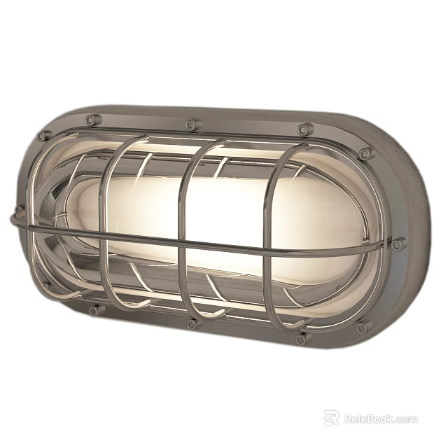 Modern Industrial Wall Light With Metal Protective Cage And Bright Lighting 3d model 
