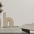 Minimalist Modern Decorative Ornament Set With Vase Dried Protea Letter Sculpture And Stacked Books