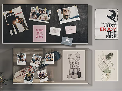 Creative Indoor Photo Wall Display With Personalized Photos And Decorative Cards 3d model