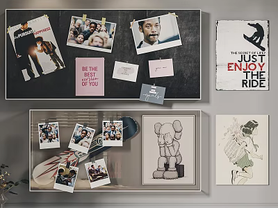 Creative Indoor Photo Wall Display With Personalized Photos And Decorative Cards 3d model