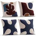 Modern Decorative Throw Pillows With Abstract Patterns Blue Brown Beige Textured Fabric Design 3d model