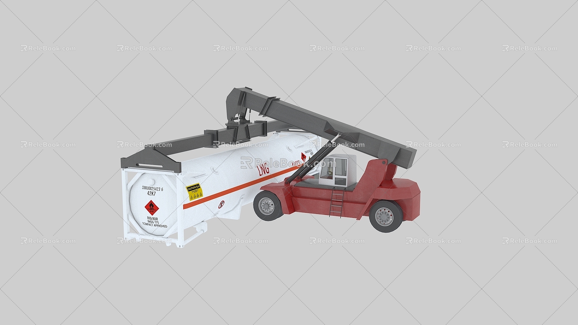 lng box tank front lifting machine crane forklift 3d model