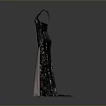 Black Sequined Evening Gown with Elegant Back Design and Flowing Silhouette