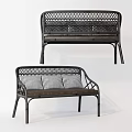 Outdoor Leisure Chair With Woven Design Metal Frame And Striped Cushions