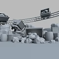Gold Mining Scene With Mine Carts Rail Tracks Gold Nuggets And Barrels