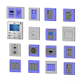 Various Types of Modern Switch Panels with Temperature Display and Purple Border Design